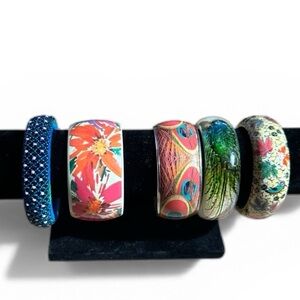 Vintage Colorful Chunky Bangle Set of (5)
